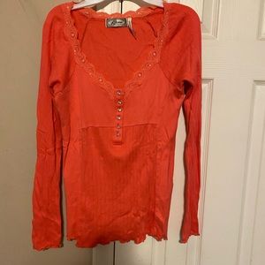 Coral Guess top with Rhinestones!